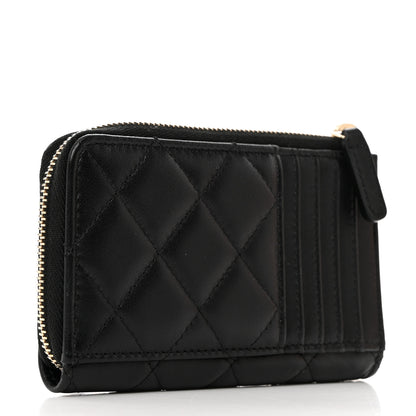 Chanel Lambskin Quilted Zip Card Holder Black 3 of 7