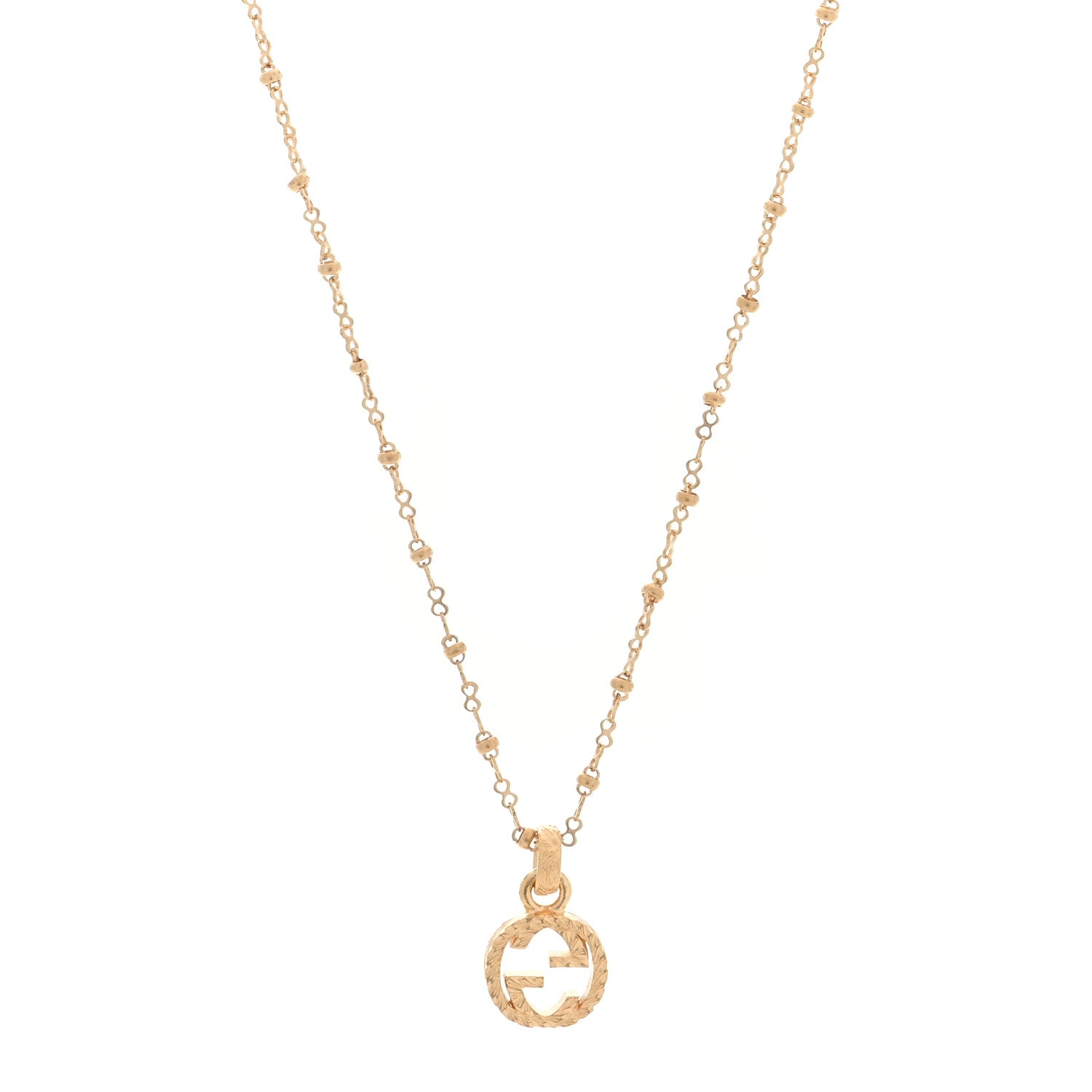 Gucci 18K Yellow Gold Running GG Pendant Necklace 1 of 5