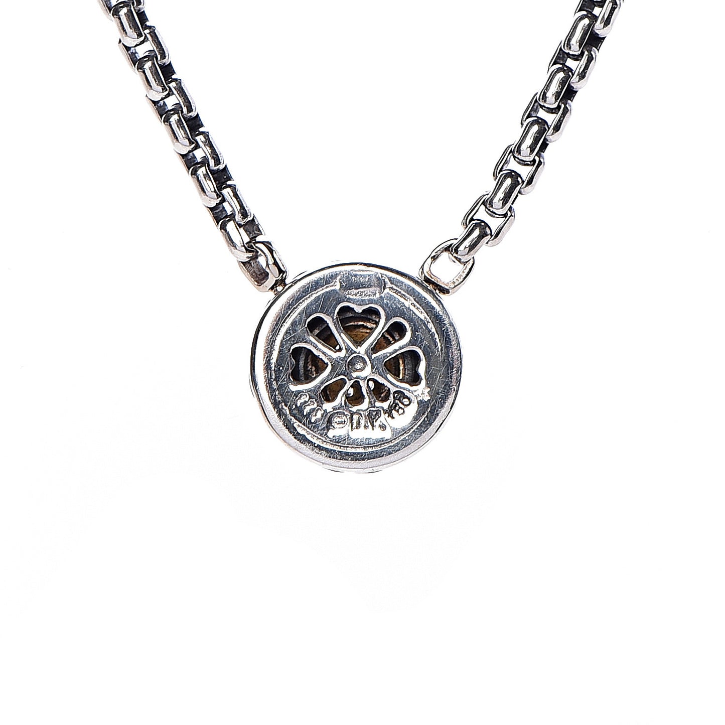 Sterling Silver 18K Yellow Gold Diamond 12mm Pave Cookie Necklace