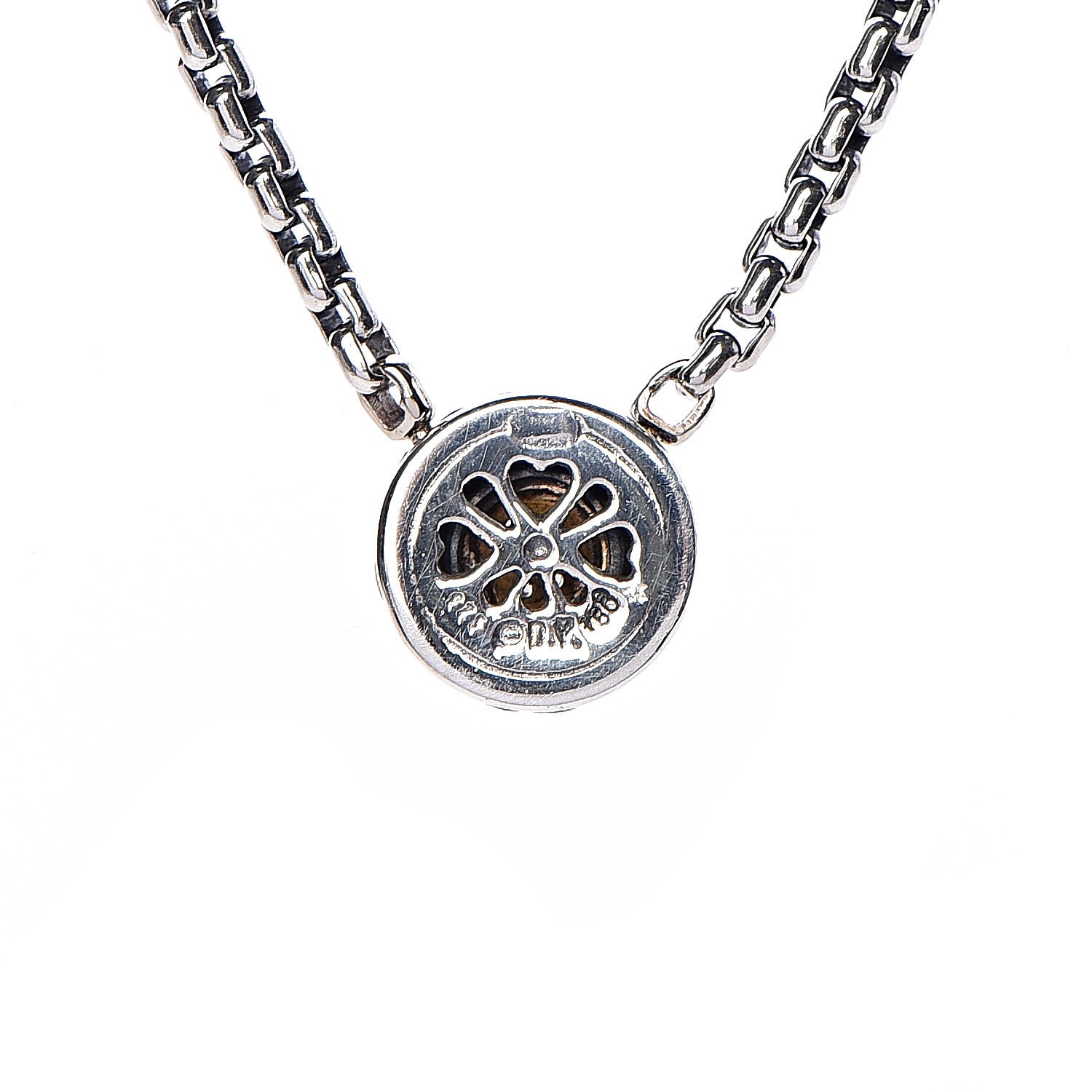 David Yurman Sterling Silver 18K Yellow Gold Diamond 12mm Pave Cookie Necklace 5 of 6