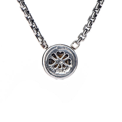 David Yurman Sterling Silver 18K Yellow Gold Diamond 12mm Pave Cookie Necklace 5 of 6