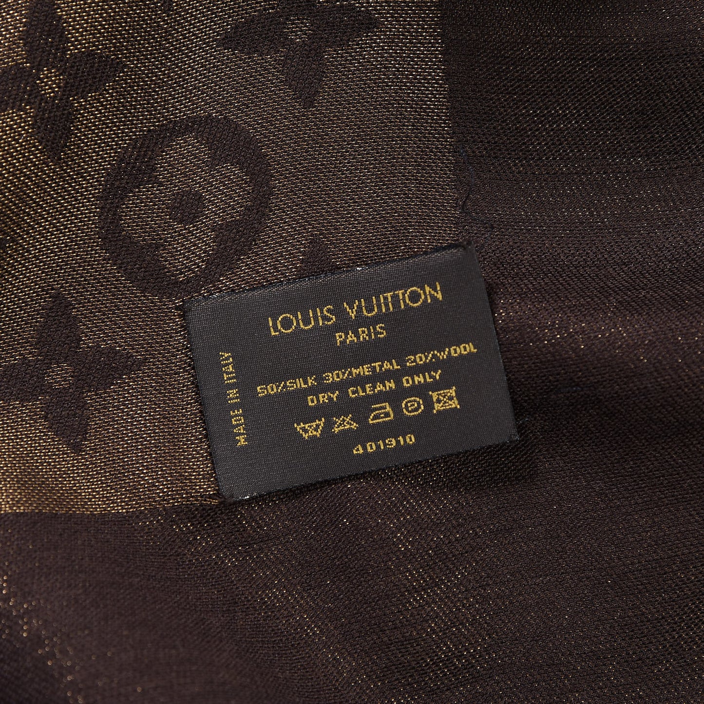 Silk Lurex Wool Monogram Shine Shawl Brown