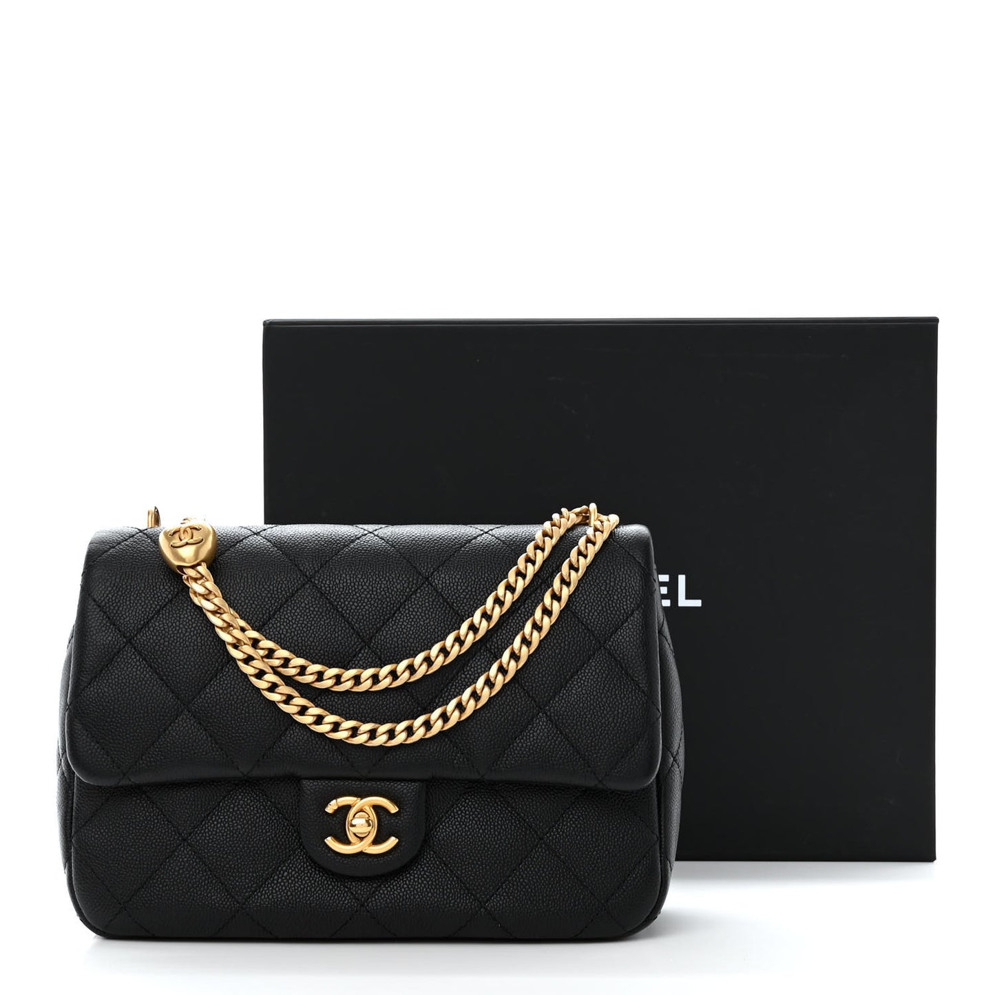 Caviar Quilted Sweetheart Flap Black