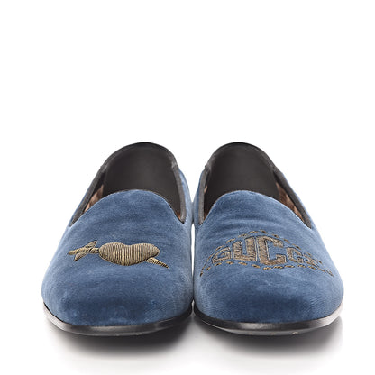 Gucci Velvet Mens Loafers 8 Blue 3 of 10