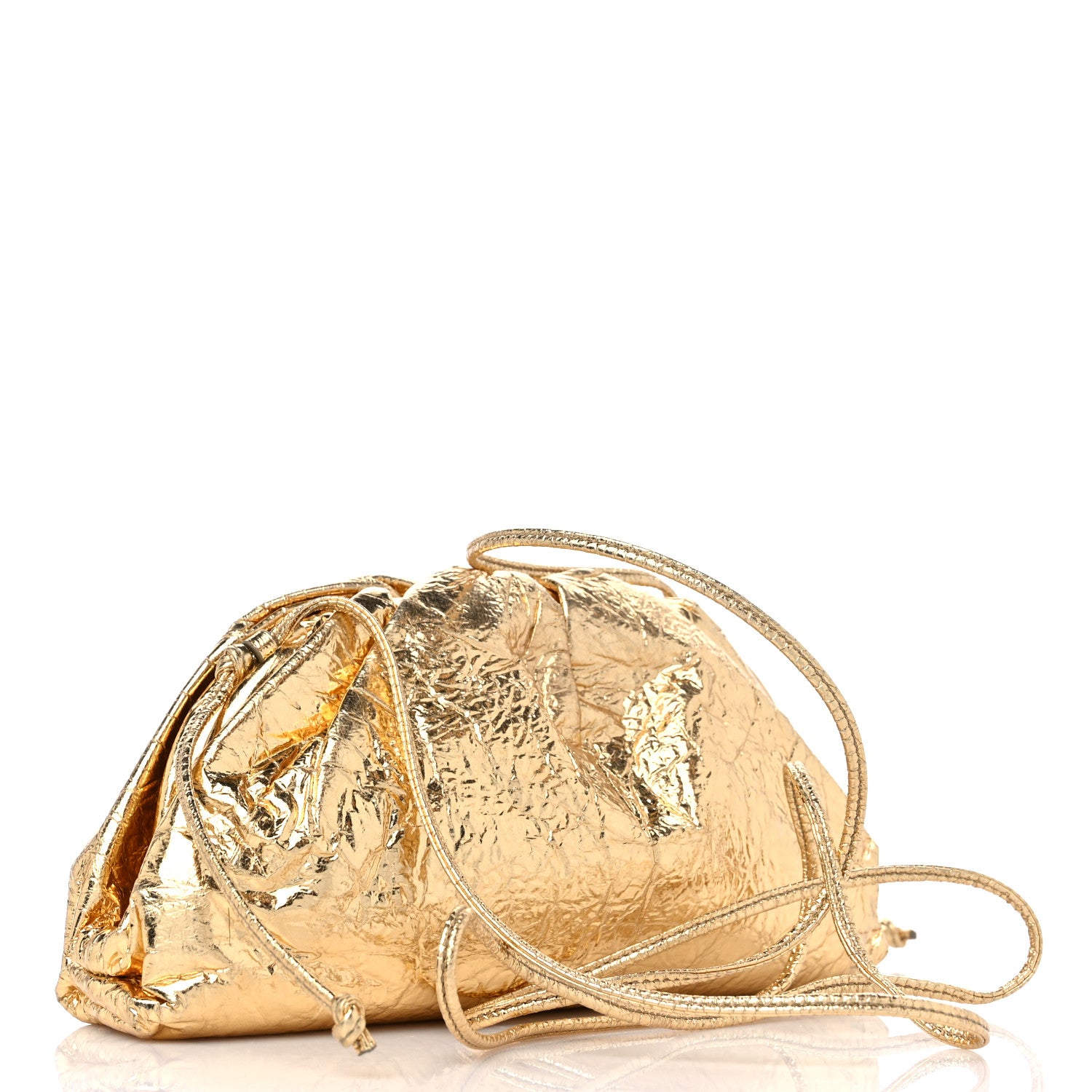 Bottega Veneta Metallic Crinkled Lambskin The Mini Pouch Oro 3 of 10