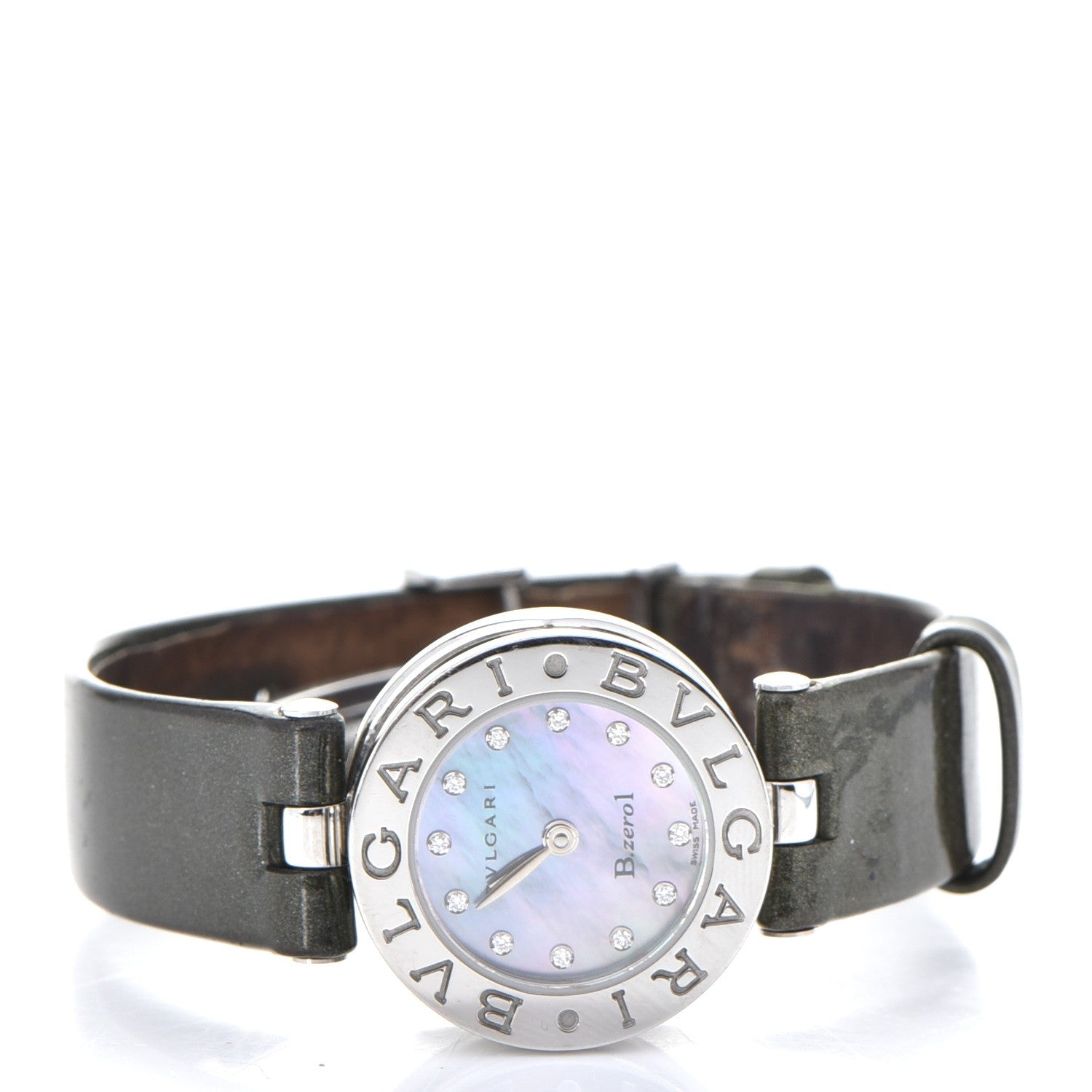 Bulgari Stainless Steel Calfskin Diamond Blue Mother of Pearl 22mm B.Zero1 Quartz Watch 3 of 12
