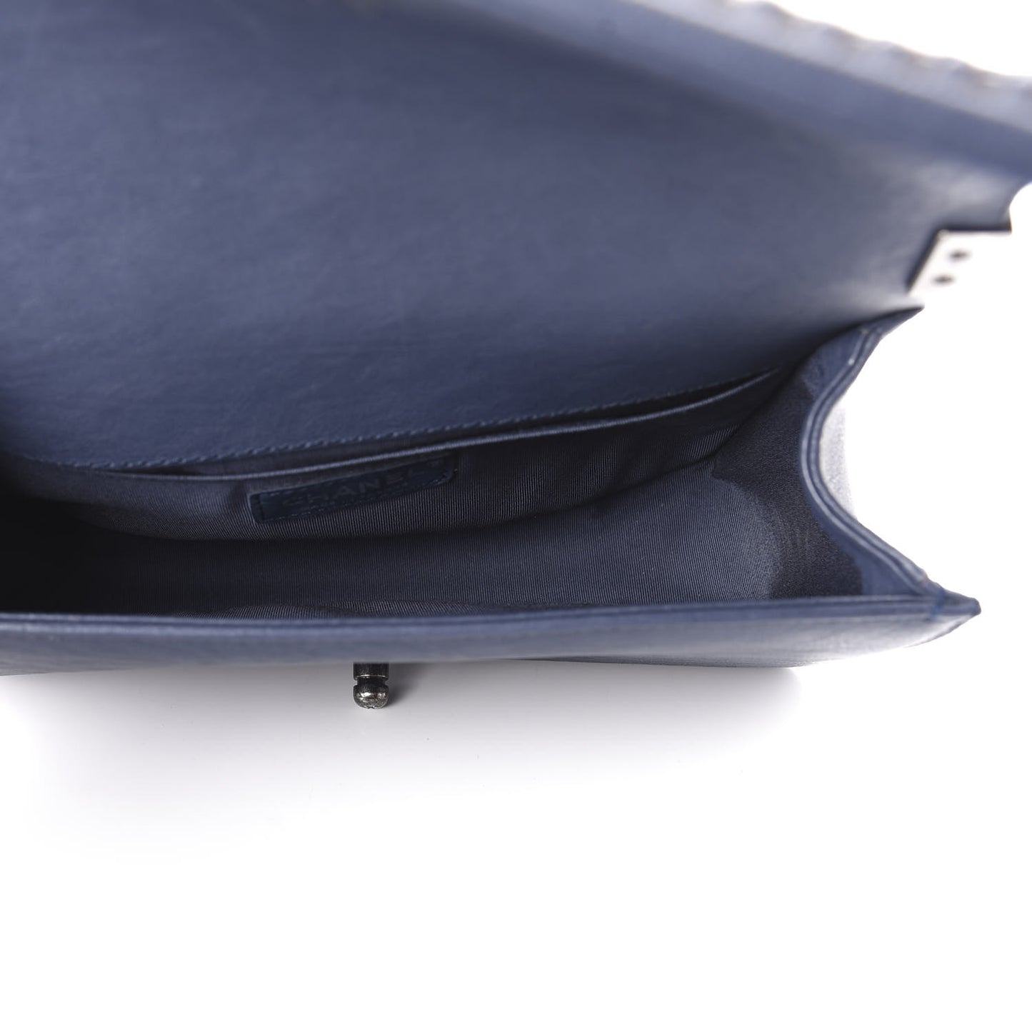 Calfskin Quilted Medium Top Handle Boy Flap Navy