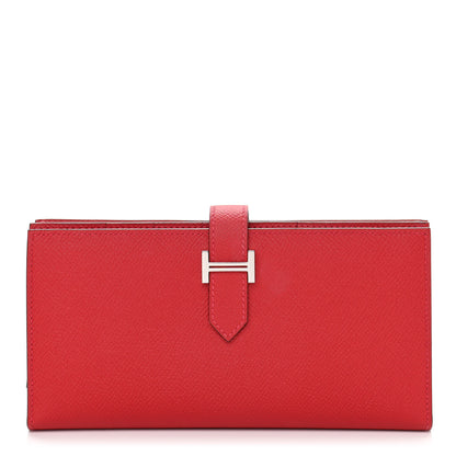 Hermes Epsom Bearn Gusset Wallet Rouge Casaque 1 of 6