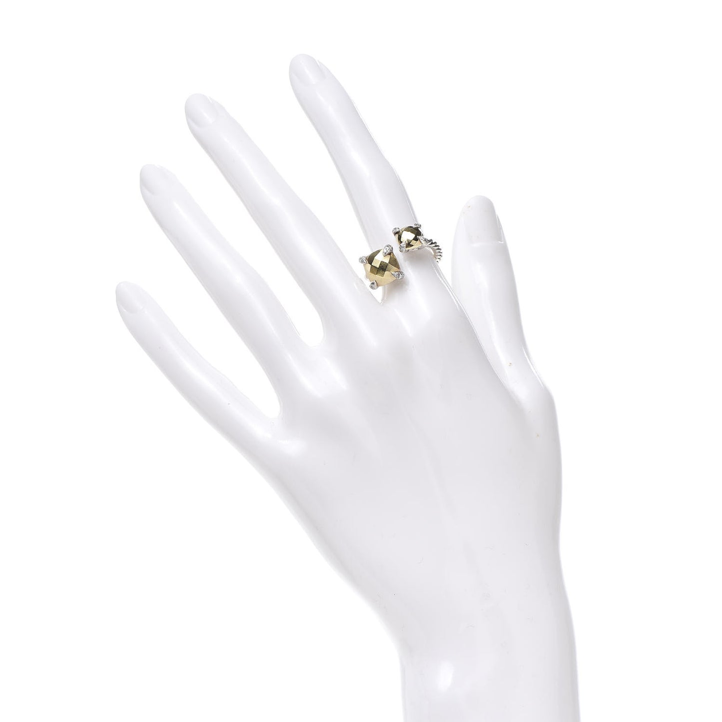 Sterling Silver 18K Yellow Gold Diamond Chatelaine Bypass Ring 49 4.75
