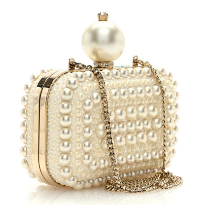 Jimmy Choo Suede Pearl Embellished Micro Cloud Handbag White 3 of 8