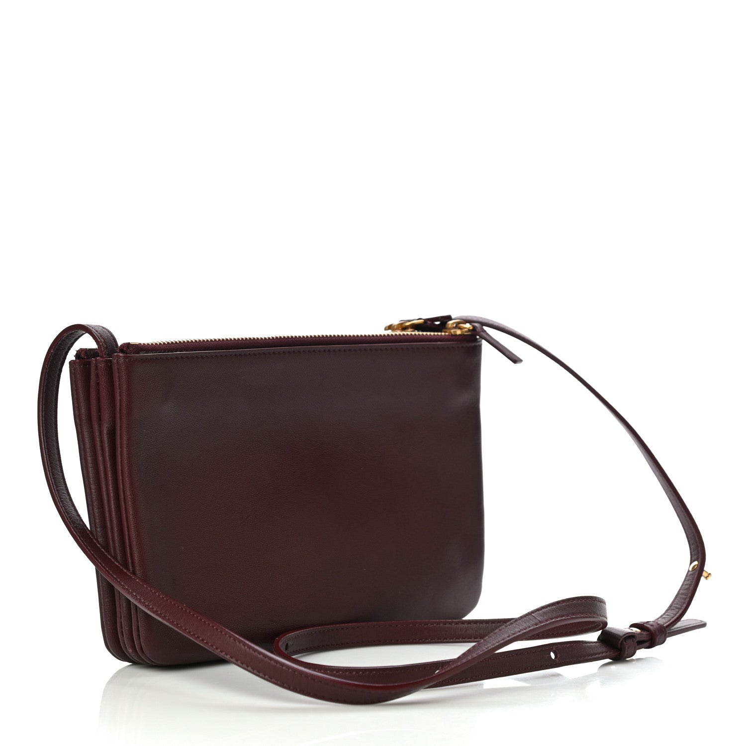 Celine Lambskin Small Trio Crossbody Bag Burgundy 3 of 15