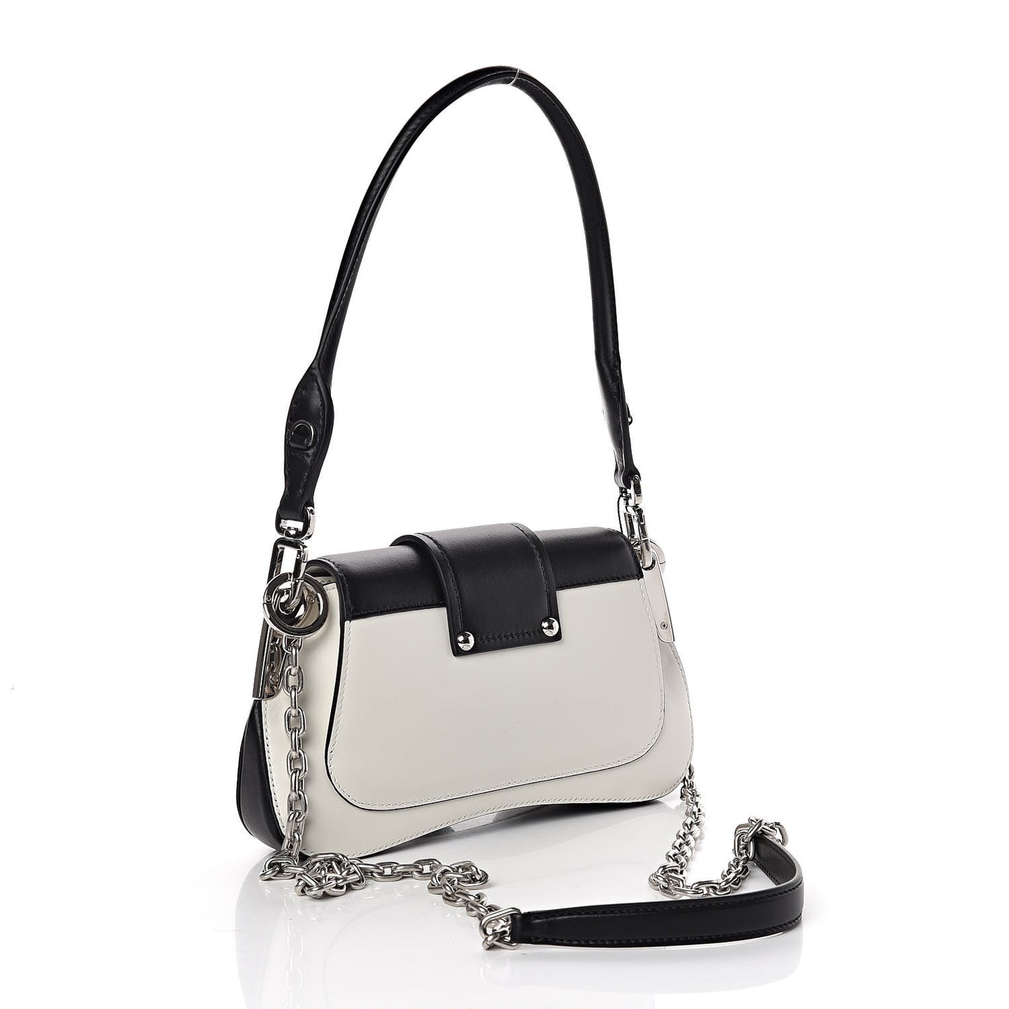 City Calfskin Small Sidonie Shoulder Bag White Black