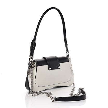 Prada City Calfskin Small Sidonie Shoulder Bag White Black 3 of 8