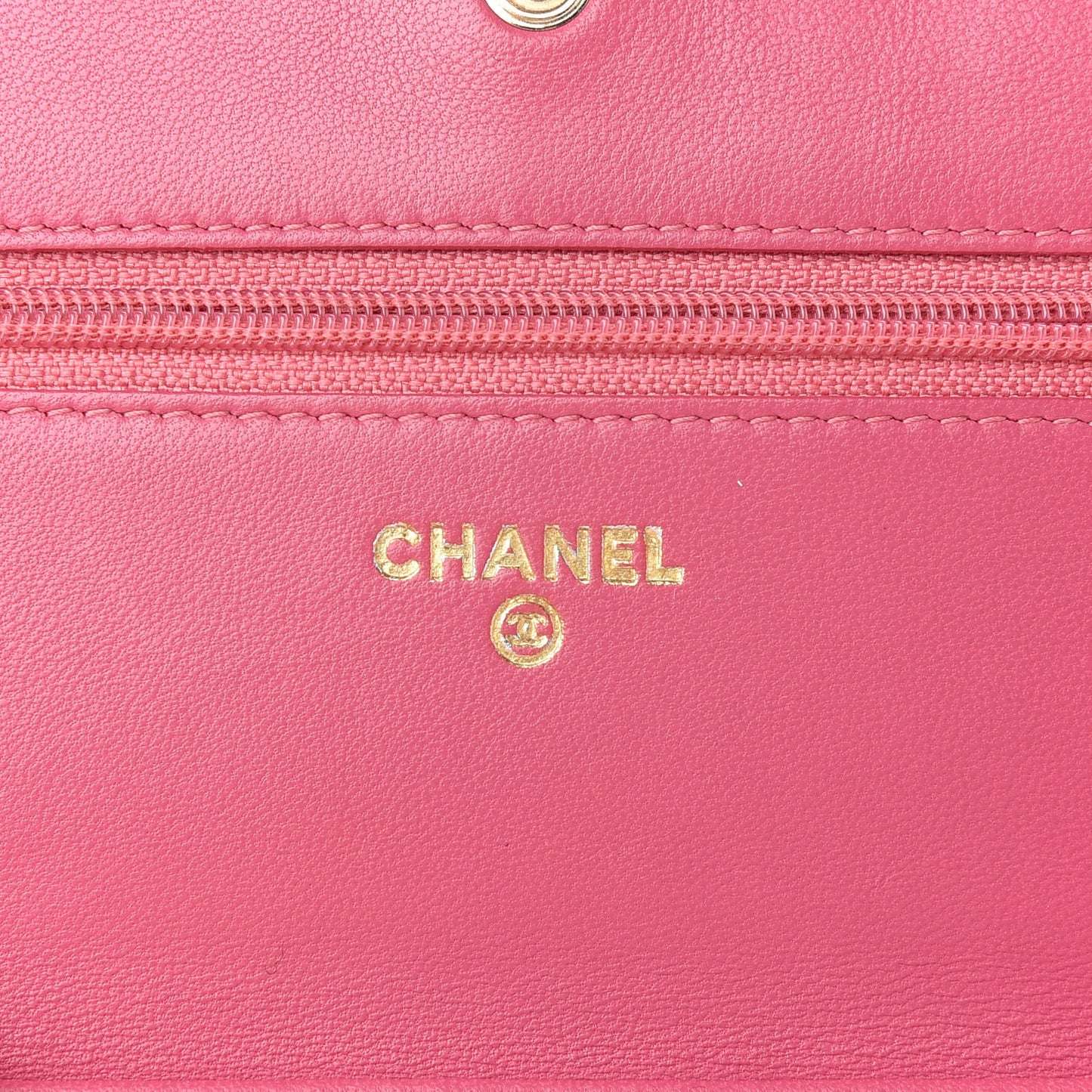Lambskin Camellia Embossed Wallet On Chain WOC Pink