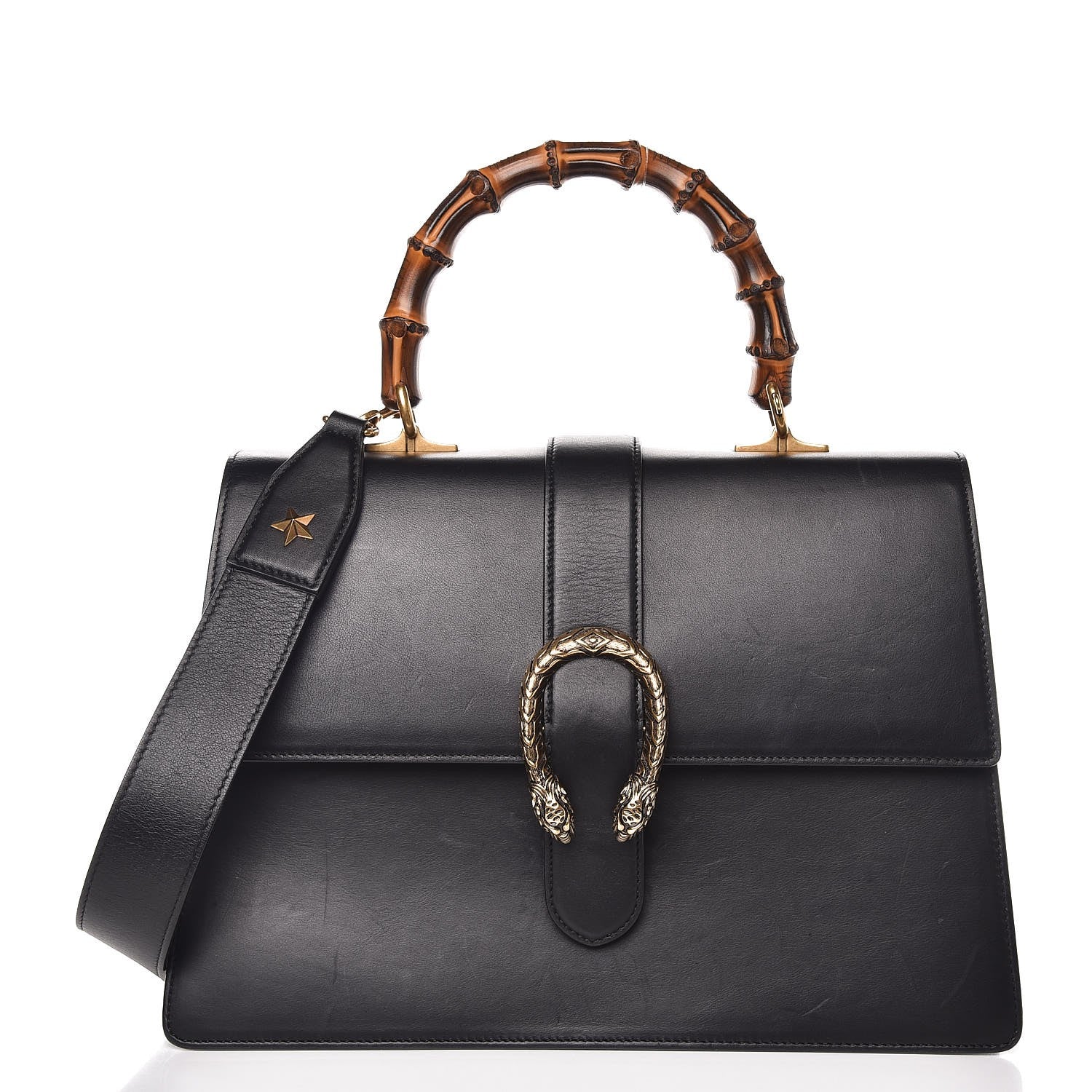Gucci Moon Calfskin Web Large Dionysus Bamboo Top Handle Bag Black 4 of 15