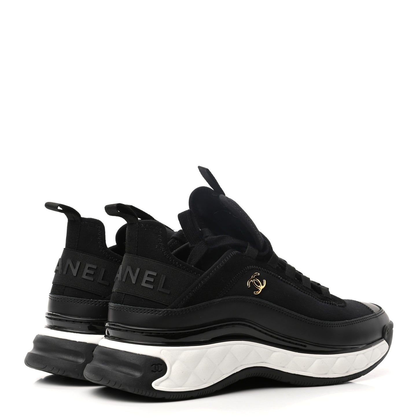 Velvet Calfskin Mixed Fibers CC Sneakers 40 Black