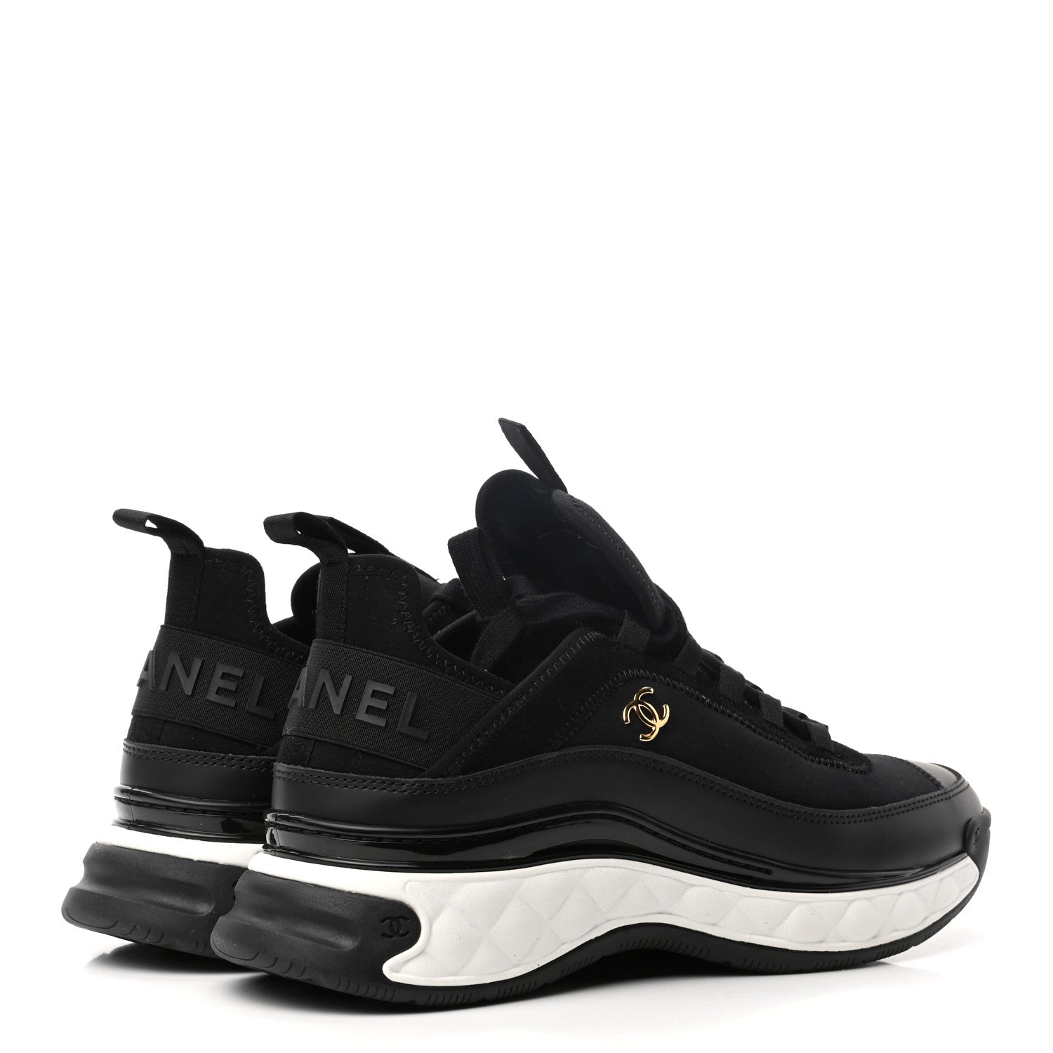 Chanel Velvet Calfskin Mixed Fibers CC Sneakers 40 Black 4 of 8