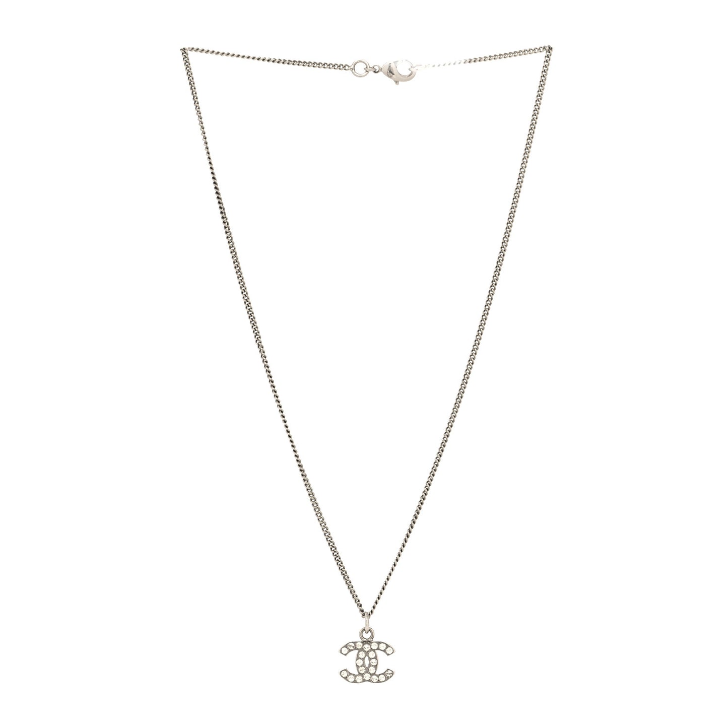 Crystal CC Pendant Necklace Silver