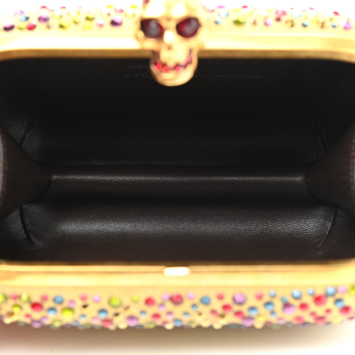 Alexander McQueen Metallic Crystal Skull Box Clutch Gold Multicolor 5 of 7