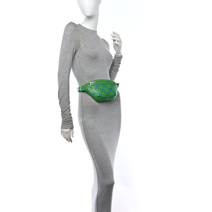 Gucci Calfskin GG Tennis Bi-Color Embossed Belt Bag Joy Green Joy Blue 2 of 10