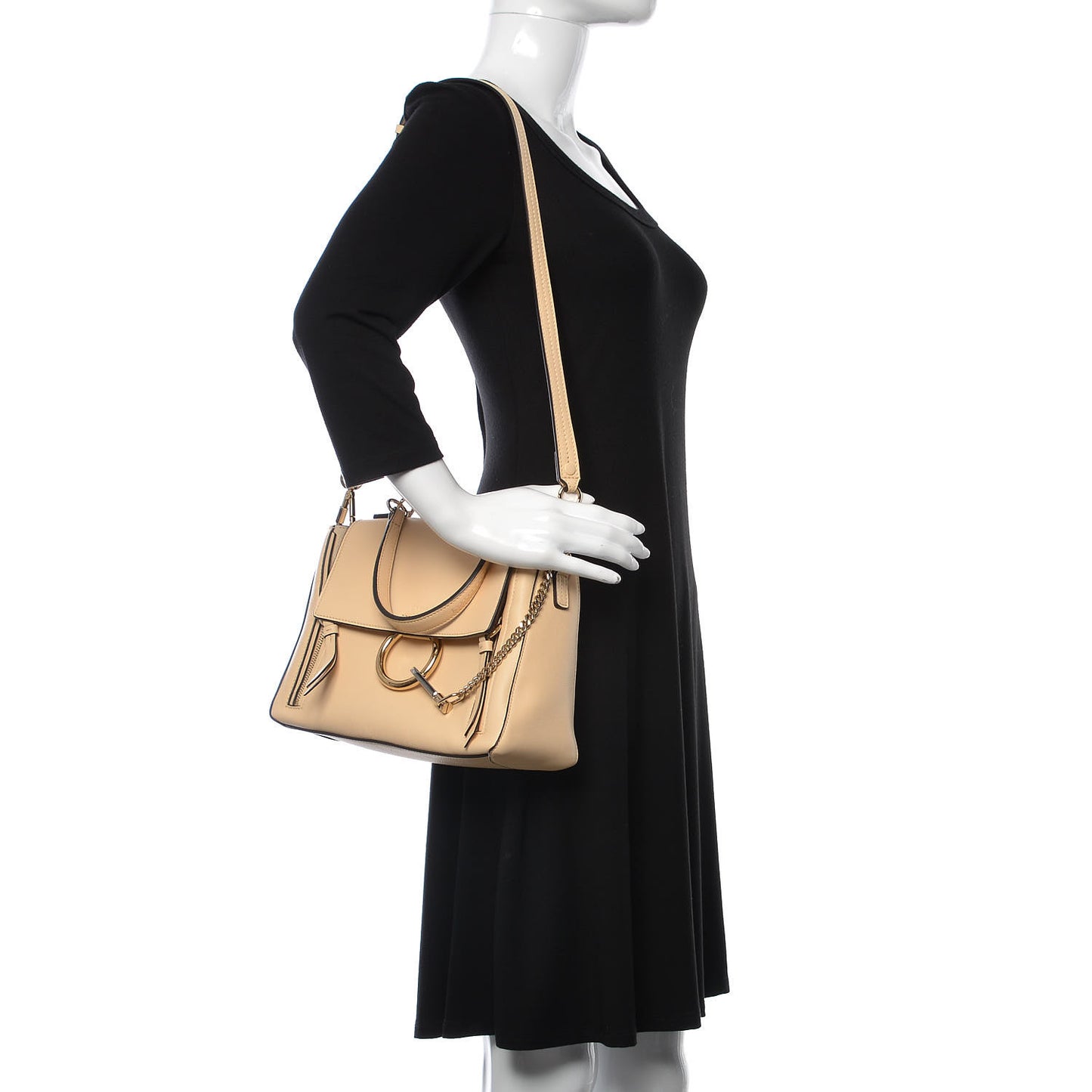 Calfskin Small Faye Day Shoulder Bag Blondie Beige