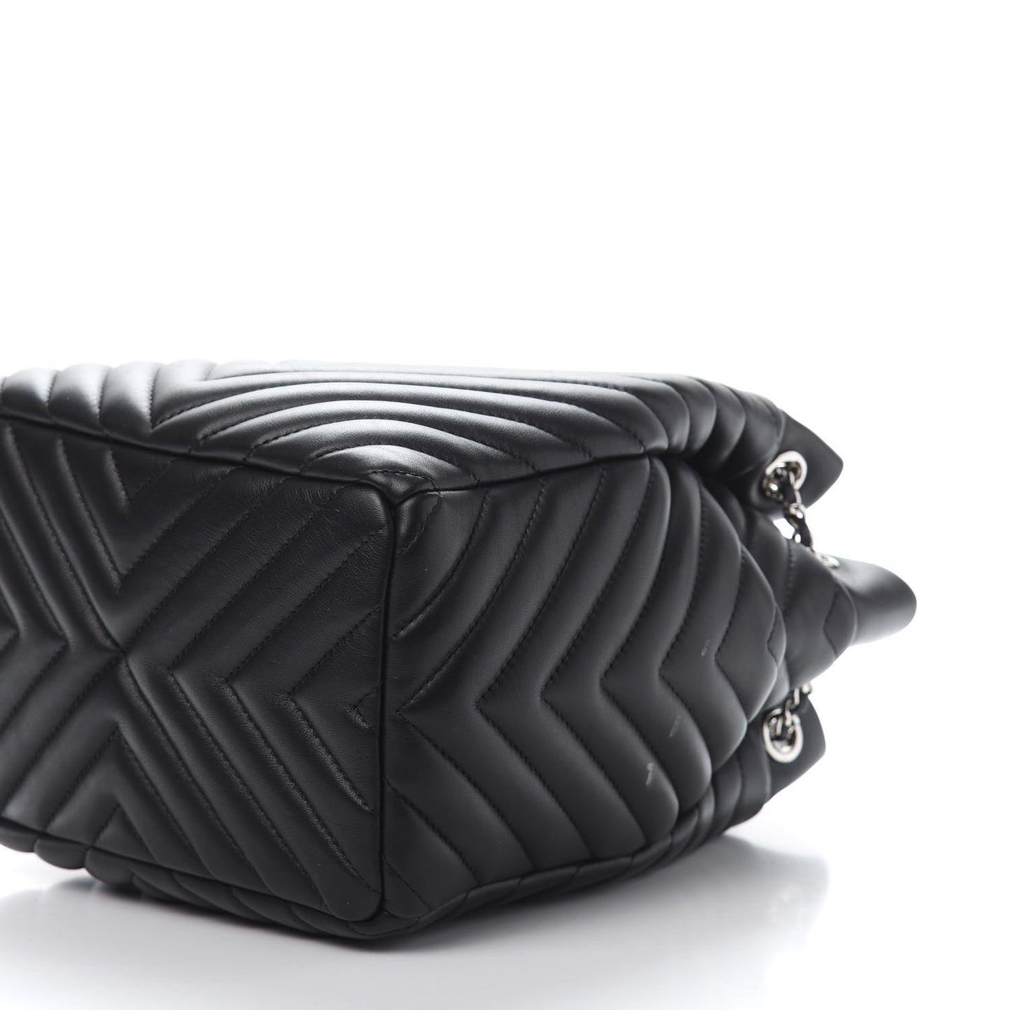 Lambskin Chevron Small Urban Spirit Drawstring Bag Black