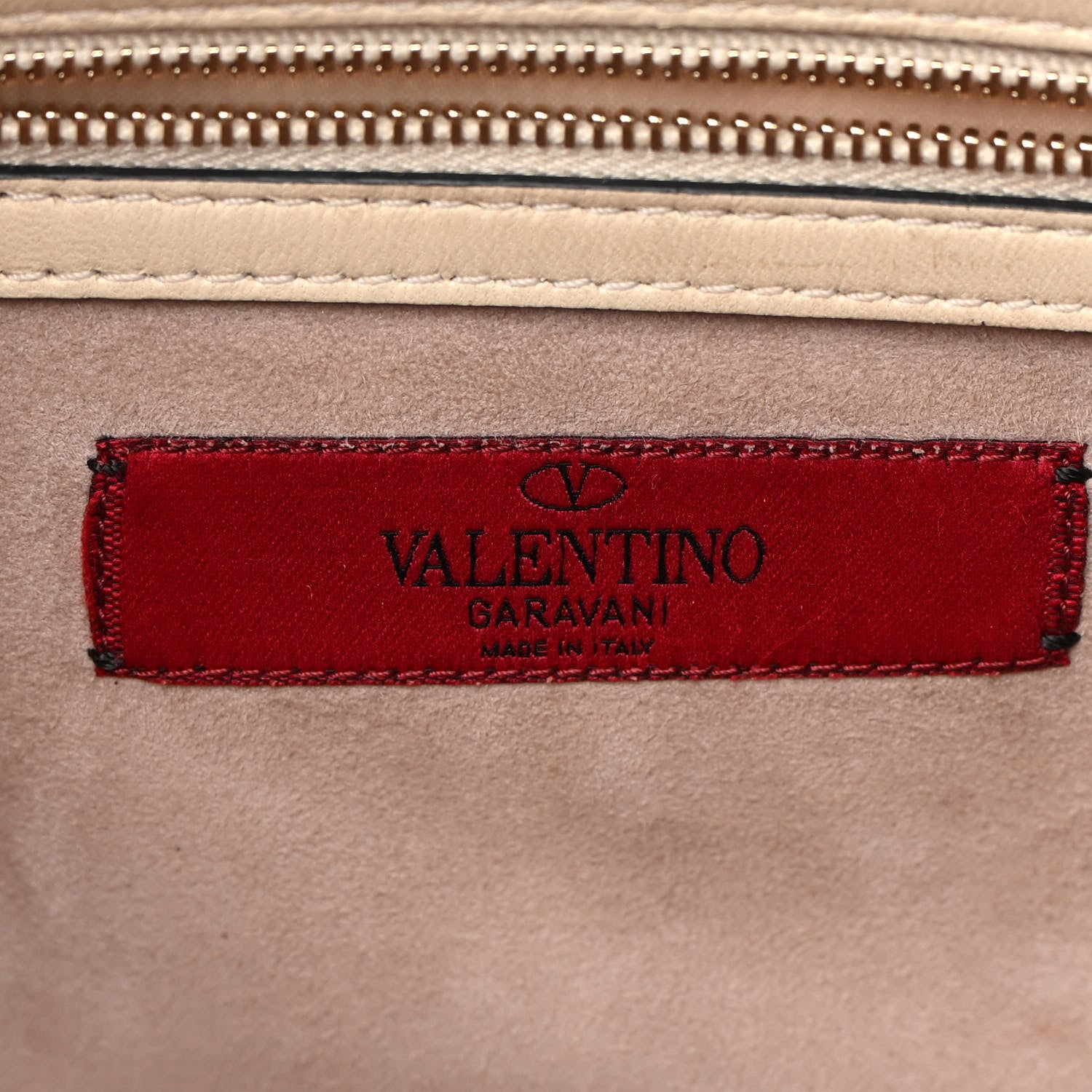 Valentino Garavani Vitello Embroidered Beaded Medium Glam Lock Rockstud Flap Beige 6 of 17
