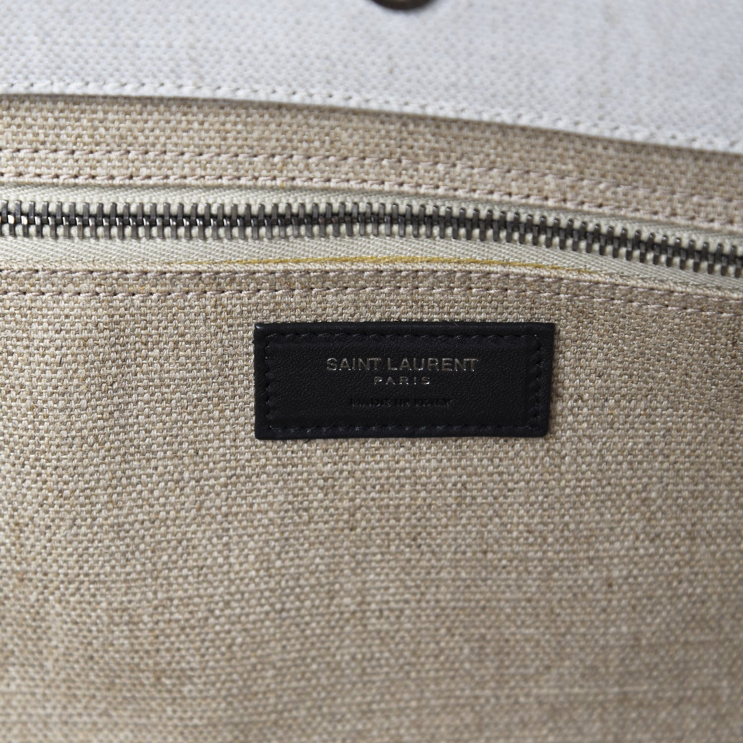 Saint Laurent Linen Calfskin Rive Gauche Tote Optic White 8 of 9