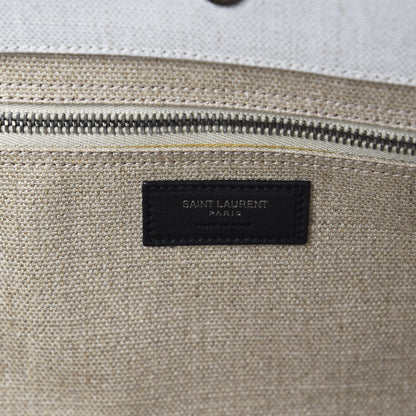 Saint Laurent Linen Calfskin Rive Gauche Tote Optic White 8 of 9