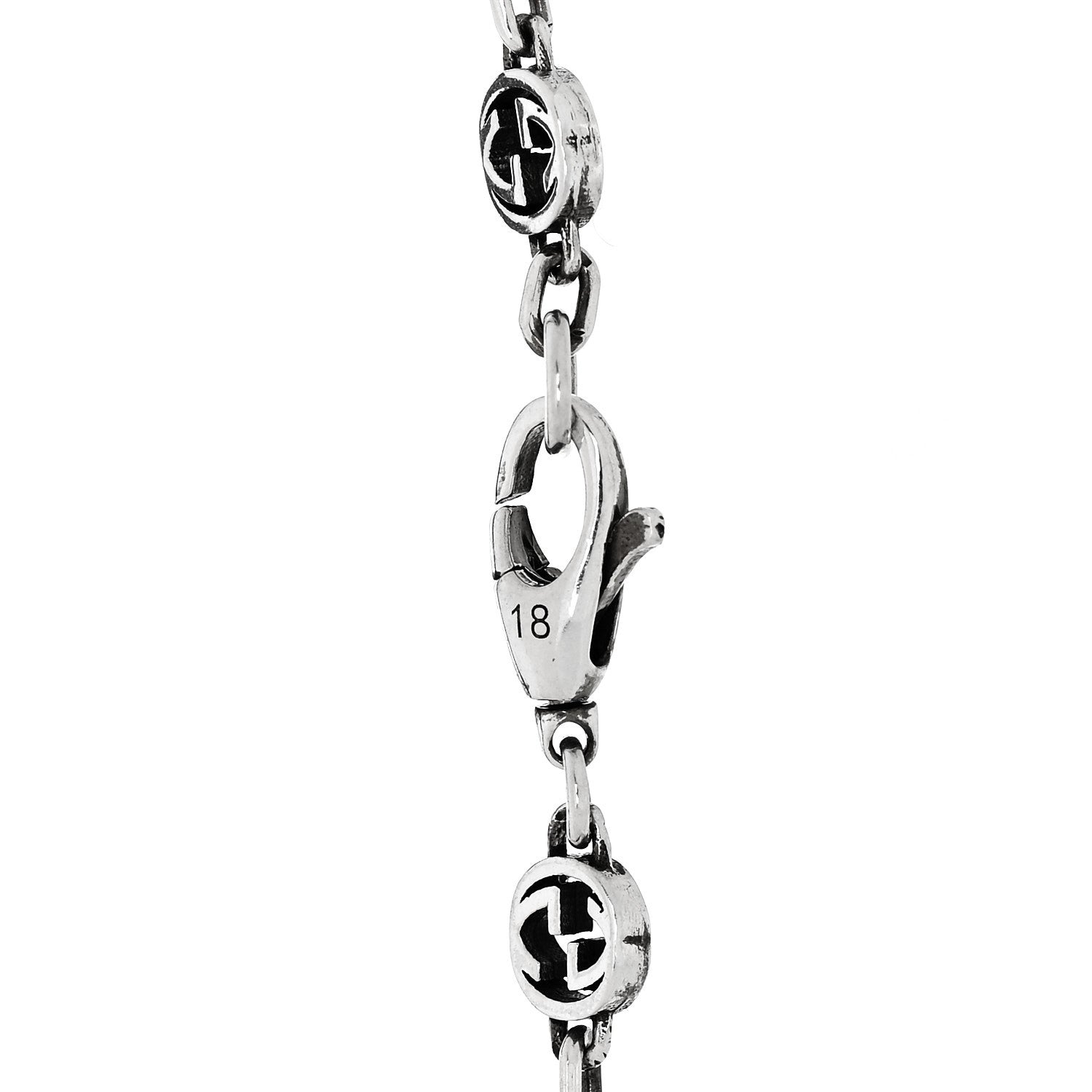 Gucci Sterling Silver Enamel Heart Chain Bracelet Blue 4 of 5