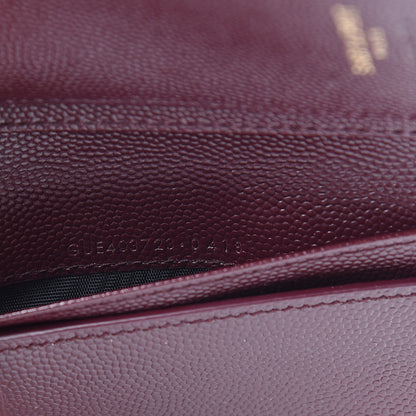 Saint Laurent Grain De Poudre Matelasse Chevron Monogram Compact Zip Around Wallet Rouge Legion 8 of 9