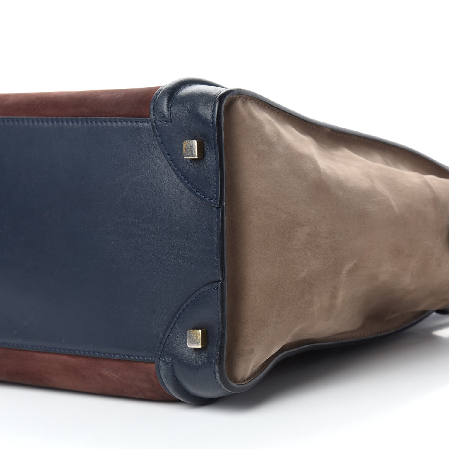 Celine Nubuck Smooth Calfskin Mini Tri-Color Luggage Marron 7 of 14