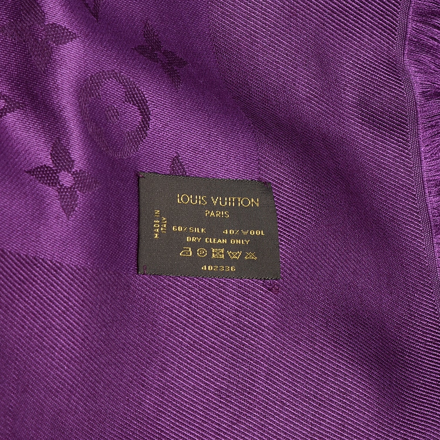 Louis Vuitton Wool Silk Monogram Shawl Cassis 5 of 5