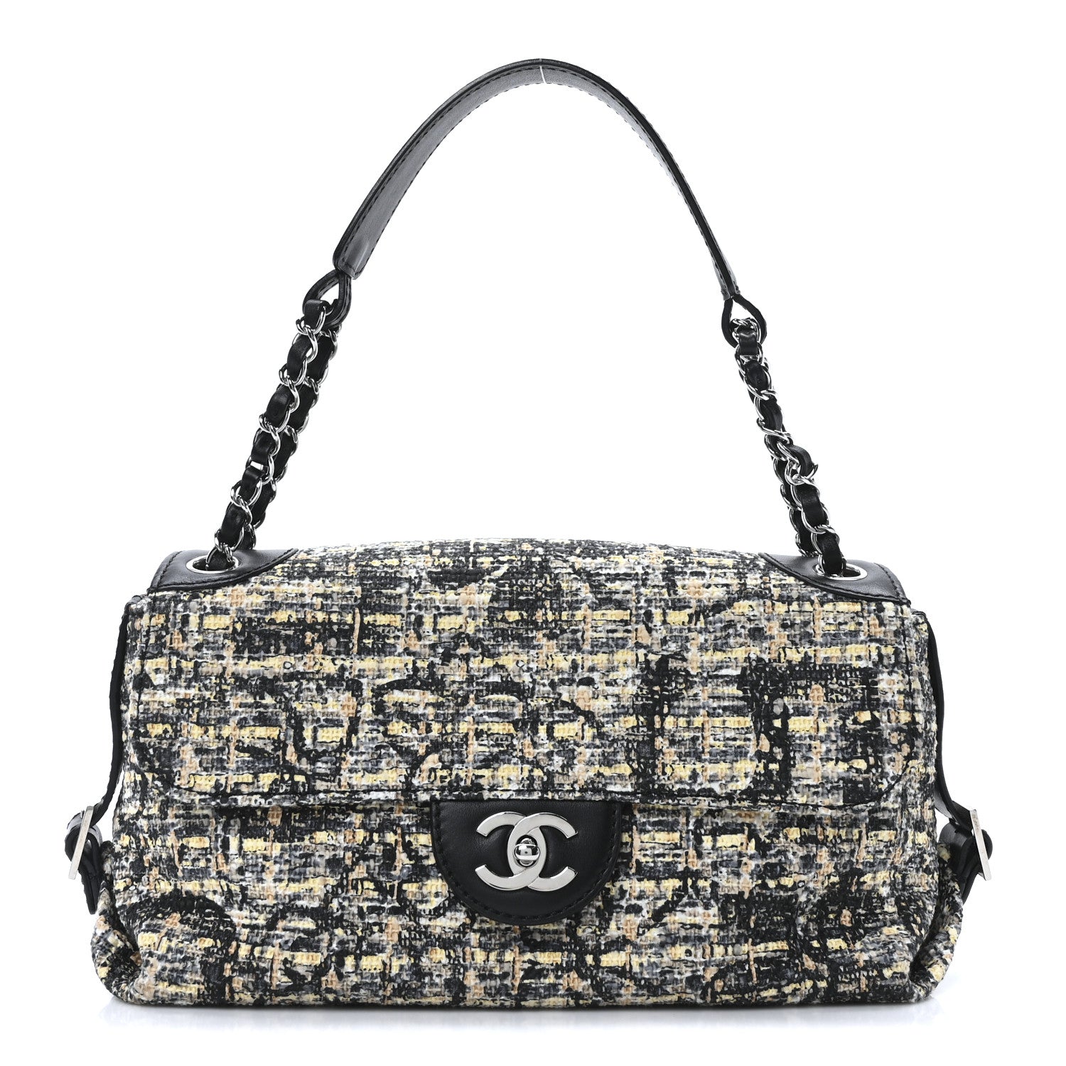 Chanel Tweed Flap Bag White Black Multicolor 1 of 10