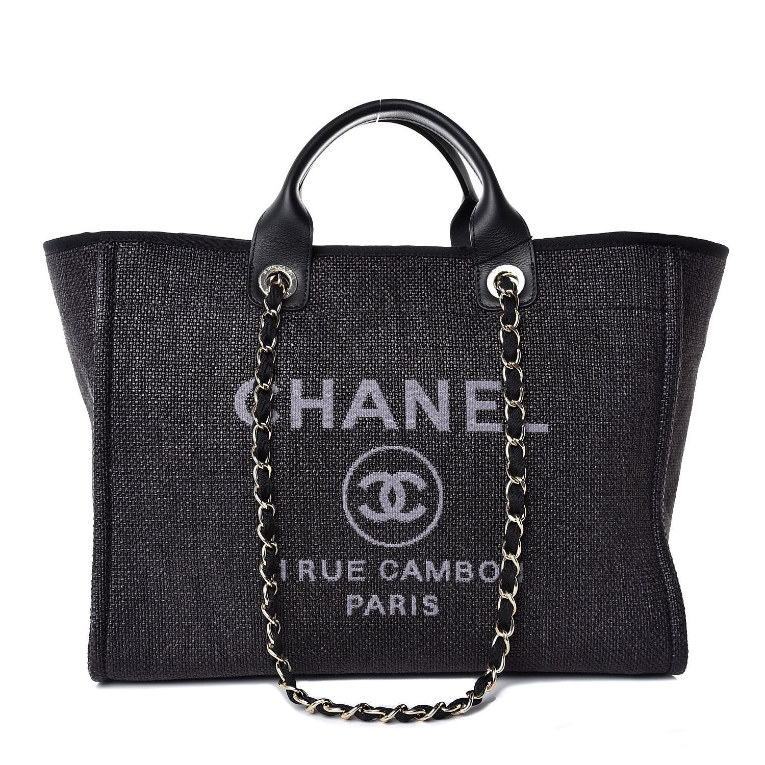 Chanel Woven Straw Raffia Large Deauville Tote Black 1 of 8