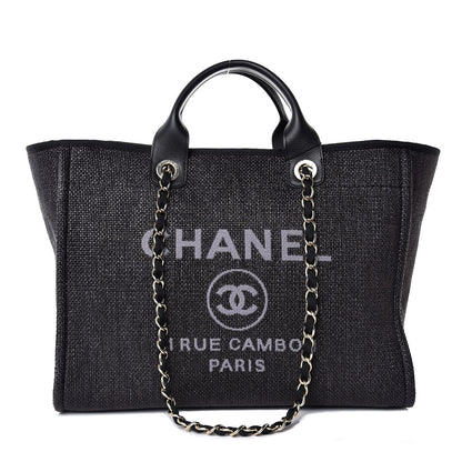 Chanel Woven Straw Raffia Large Deauville Tote Black 1 of 8