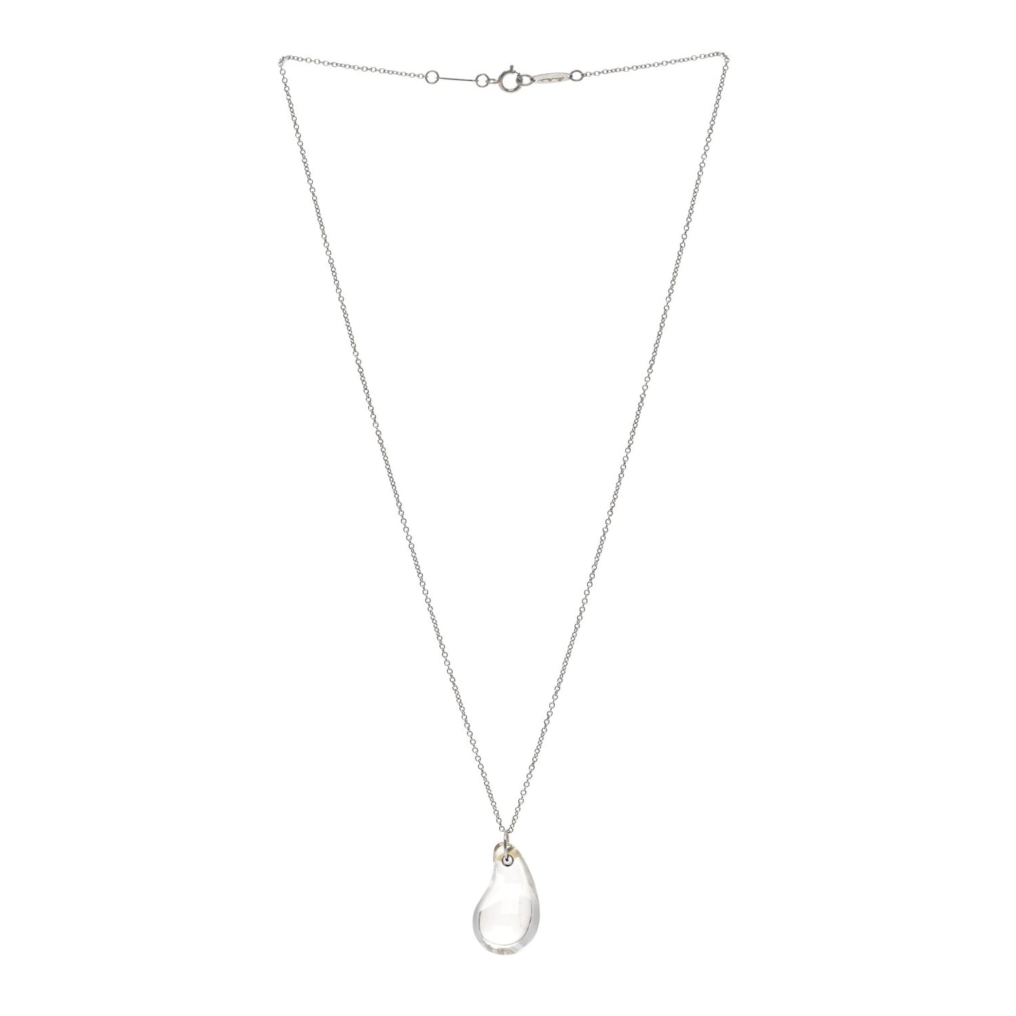 Platinum Crystal Elsa Peretti Teardrop Pendant Necklace