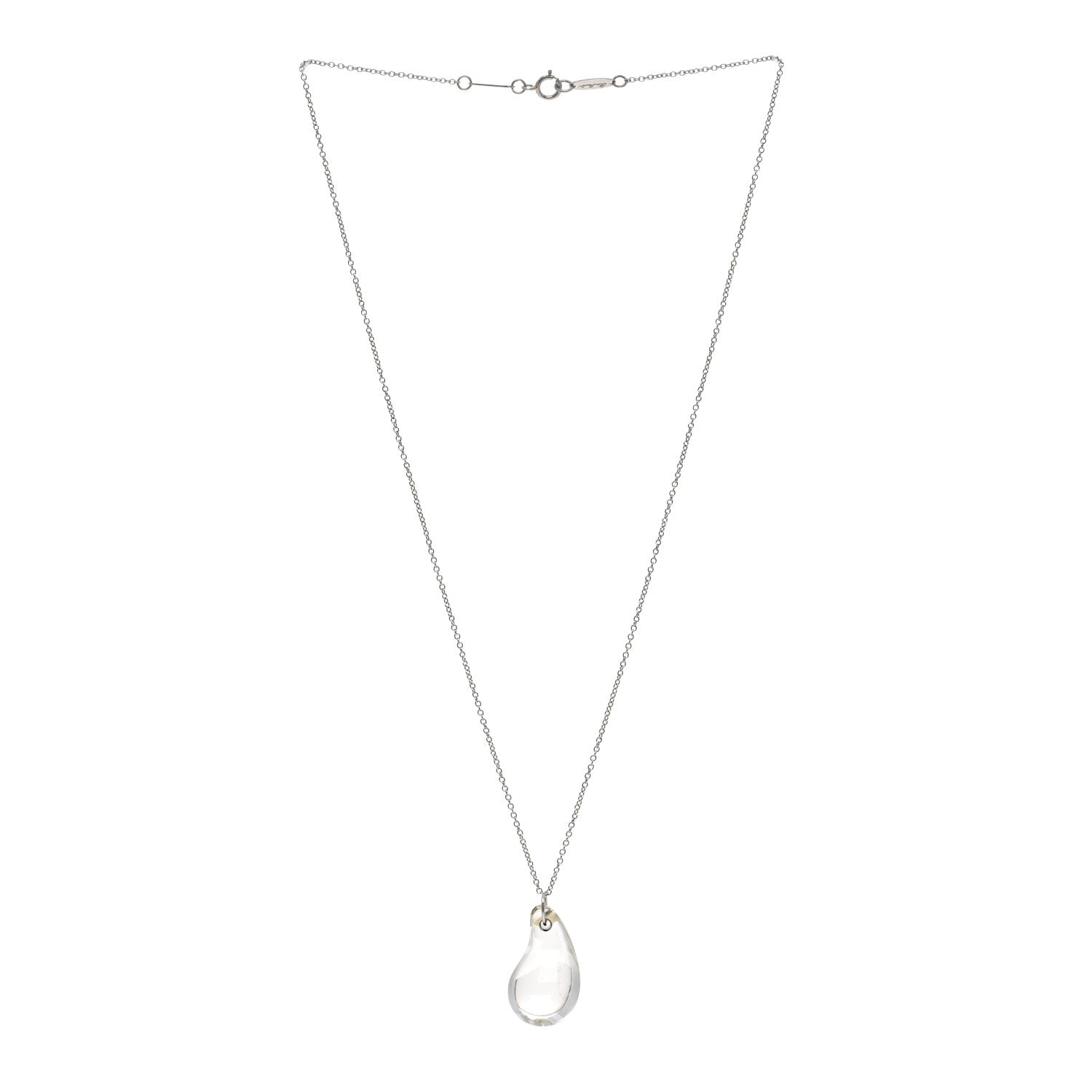 Tiffany Platinum Crystal Elsa Peretti Teardrop Pendant Necklace 4 of 5