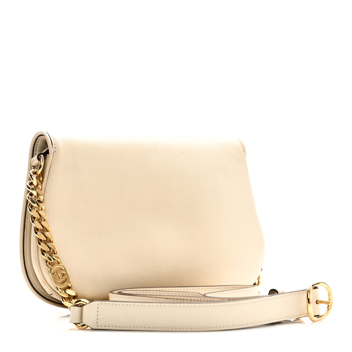 Gucci Roxy Calfskin Blondie Chain Shoulder Flap Bag Mystic White 3 of 10