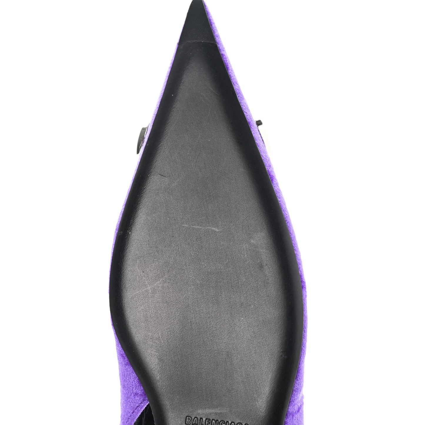 Crushed Velvet Crystal BB Knife Pointy Toe Slingback Flats 36 Purple