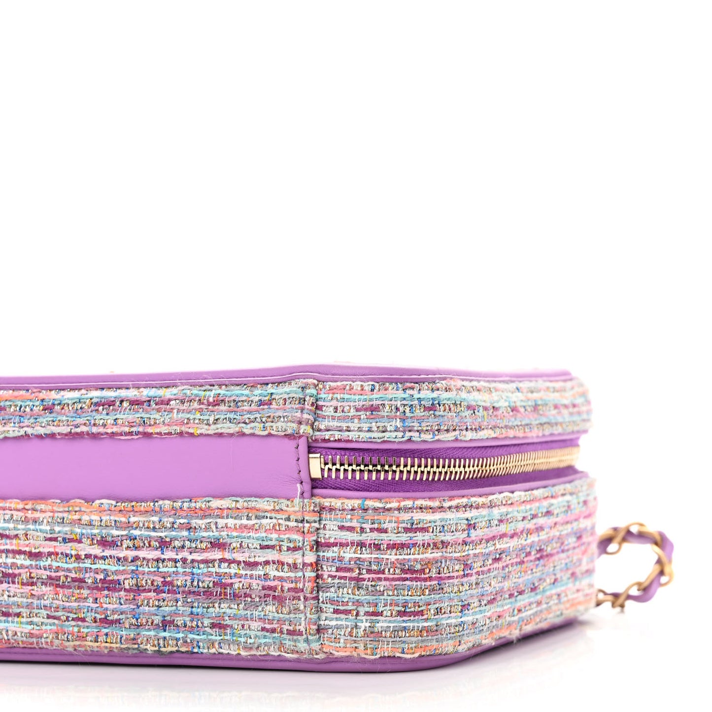 Tweed Quilted Medium CC Filigree Vanity Case Purple Multicolor