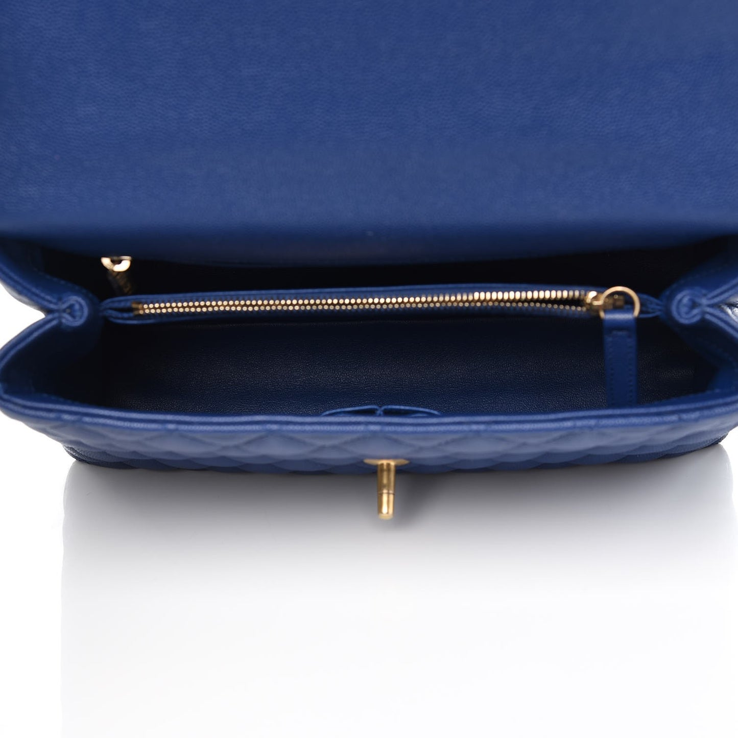 Caviar Elaphe Quilted Small Coco Handle Flap Dark Blue