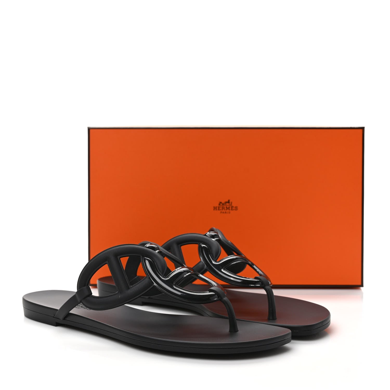 Hermes Rubber Womens Egerie Sandals 40 Black 8 of 8