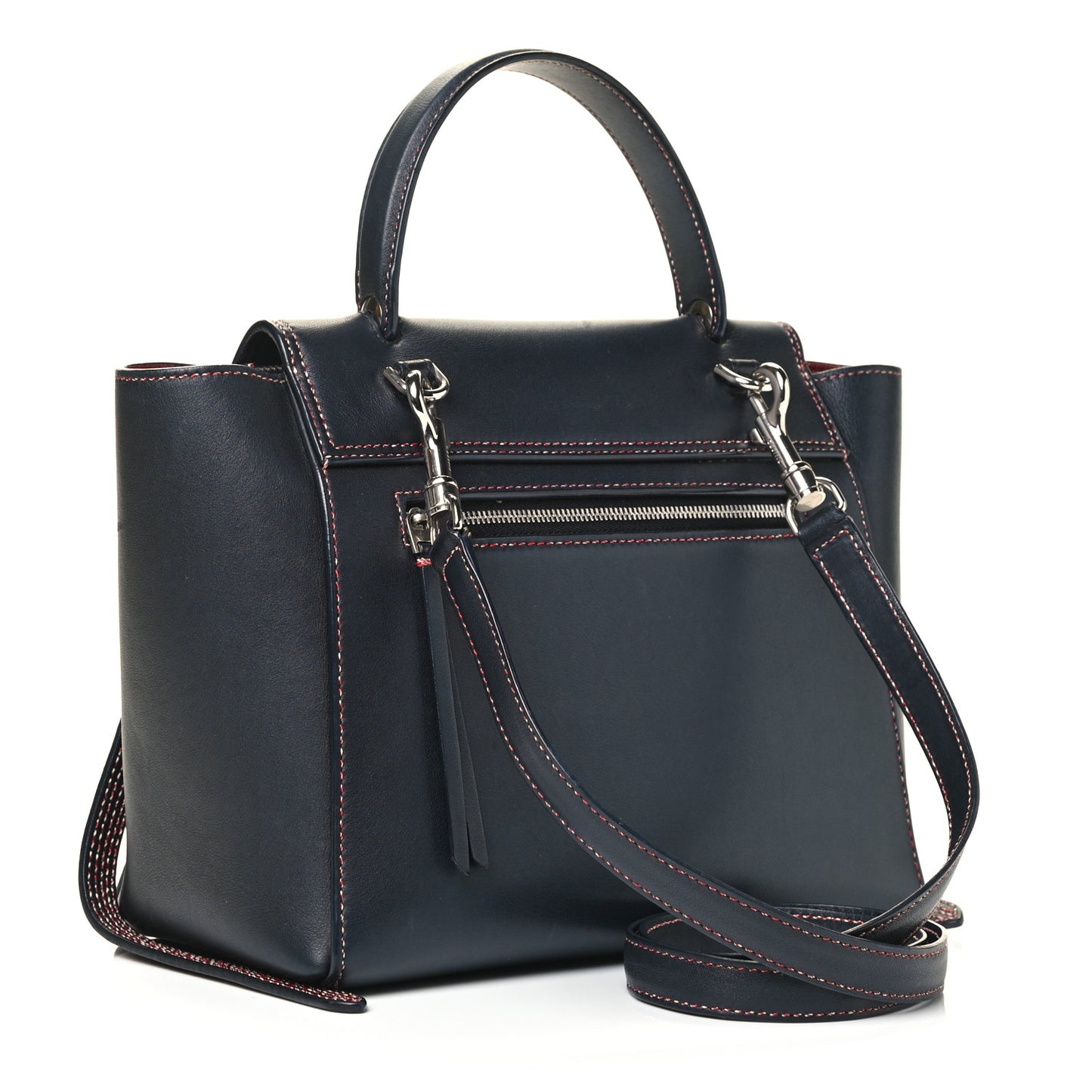 Smooth Calfskin Micro Bi-Color Braided Belt Bag Navy