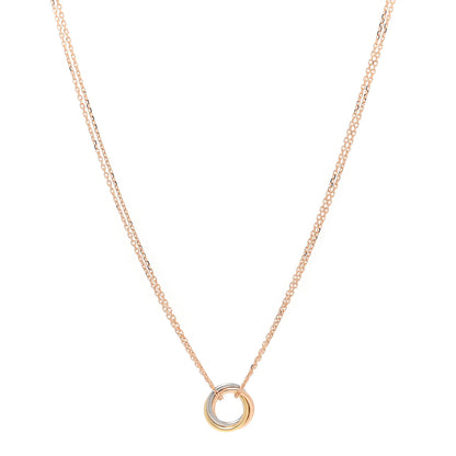 Cartier 18K Pink Yellow White Gold Trinity Double Chain Pendant Necklace 1 of 3