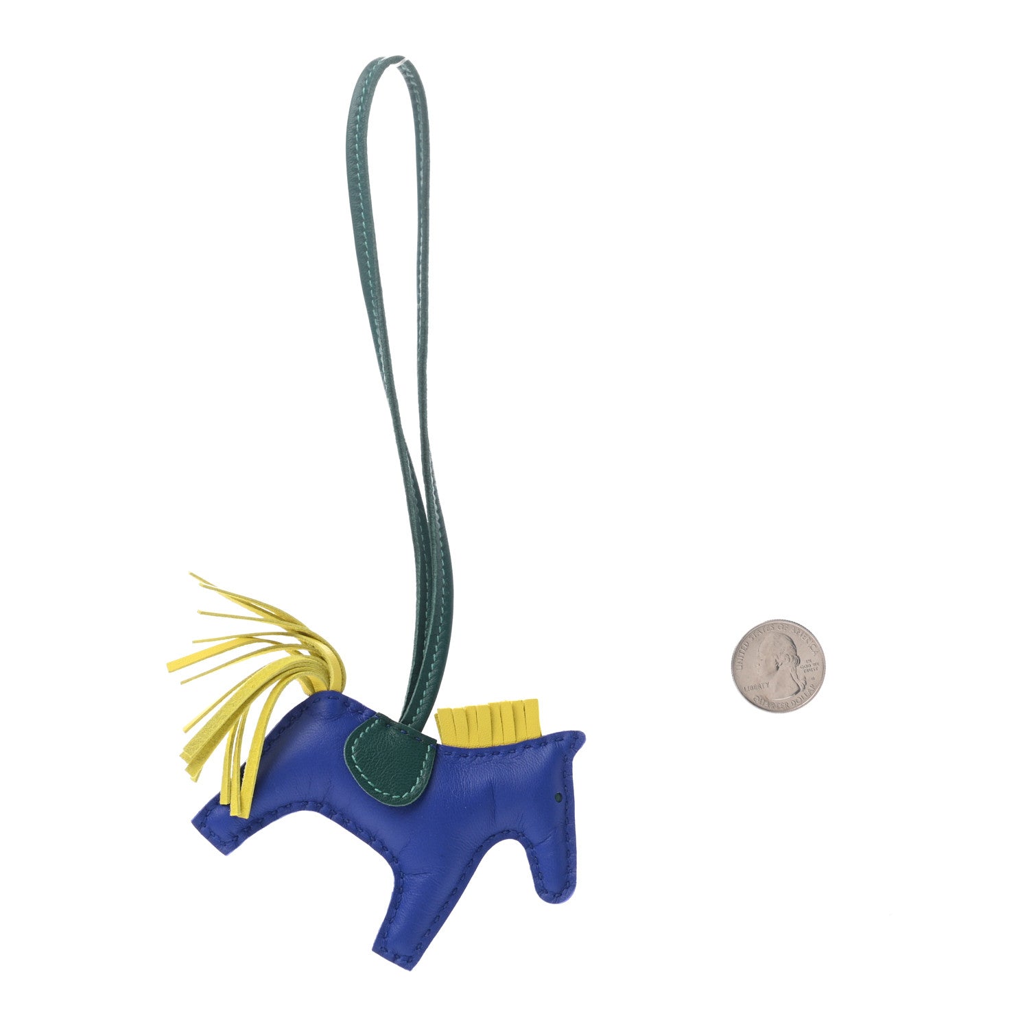 Hermes Milo Lambskin Grigri Rodeo Horse Bag Charm PM Bleu Electrique Lime Malachite 2 of 3