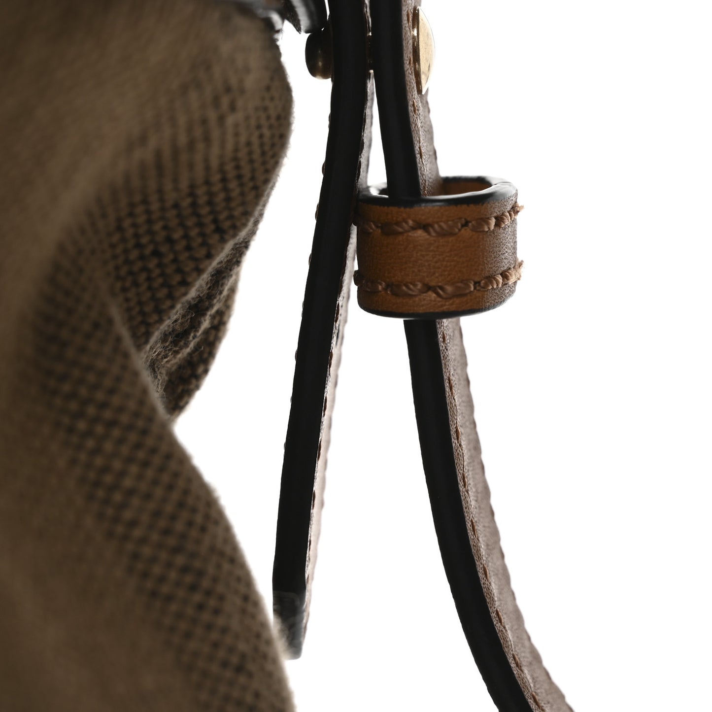 Grainy Calfskin Canvas Mega Check Medium Ashby Tassel Hobo Saddle Brown