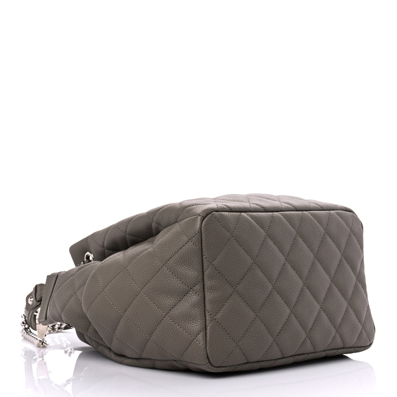 Chanel Caviar Flat Quilted CC Chain Bucket Drawstring Bag Khaki 4 of 10