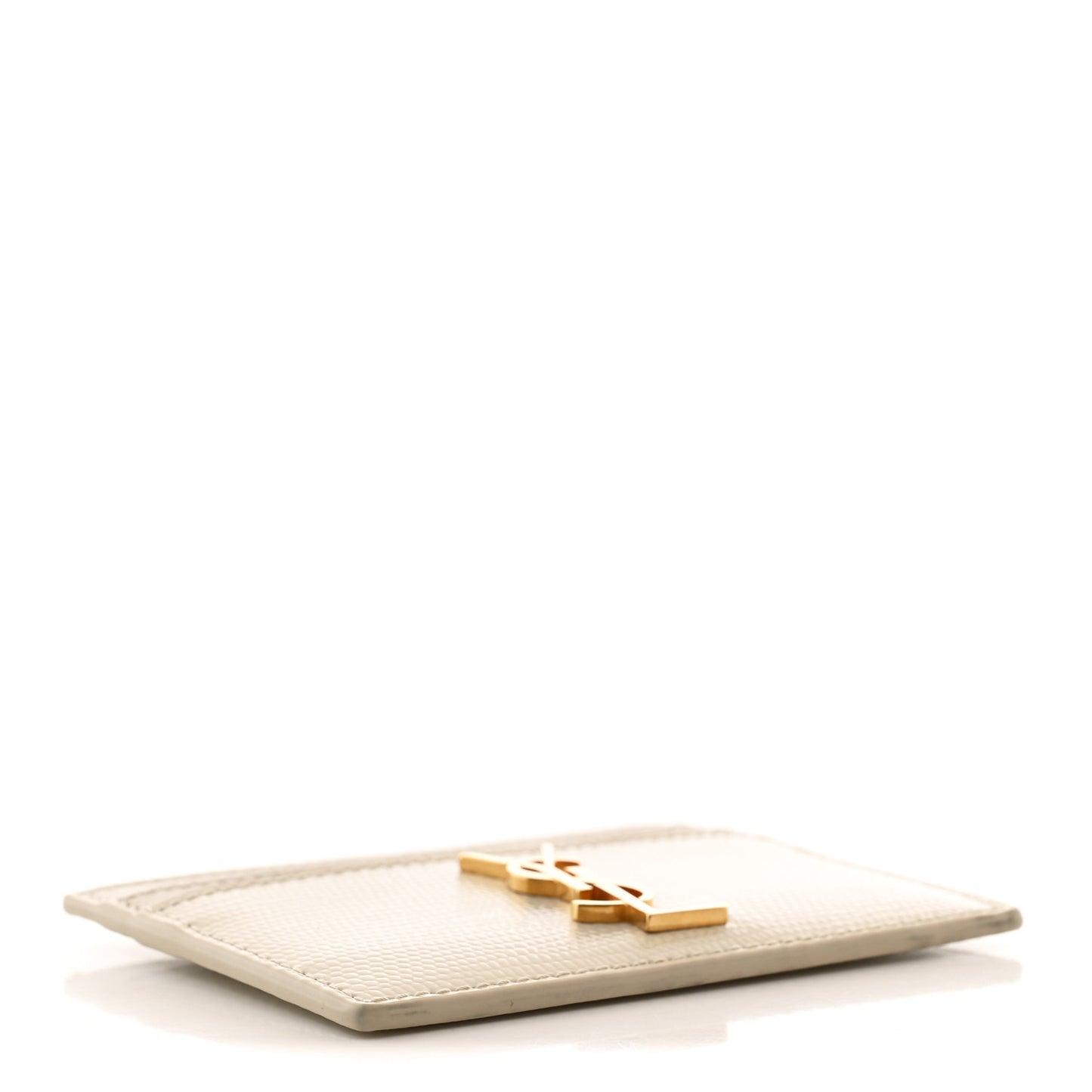 Calfskin Crocodile Embossed Monogram Credit Card Case Crema Soft