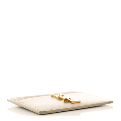 Saint Laurent Calfskin Crocodile Embossed Monogram Credit Card Case Crema Soft 4 of 7